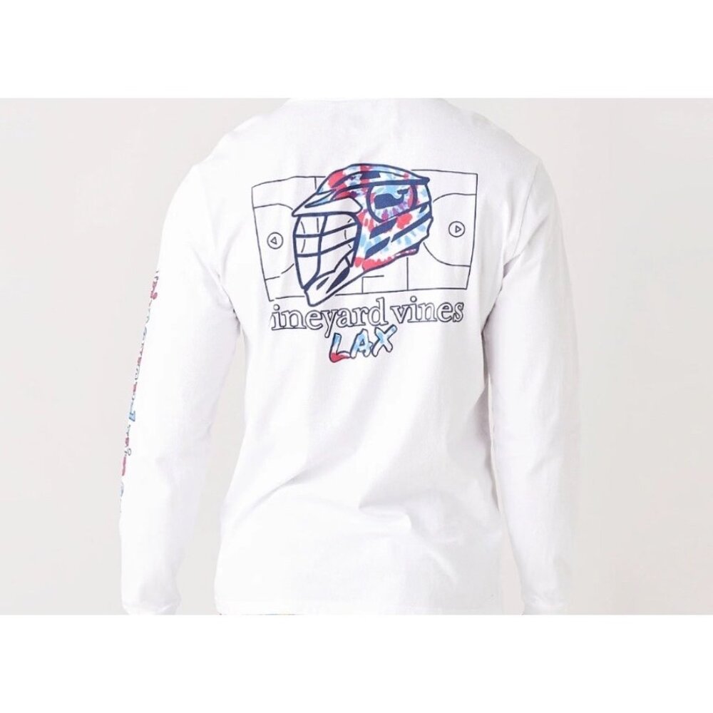 New Vineyard Vines Mens LAX Helmet Long-Sleeve Pocket Tee XXL Cotton